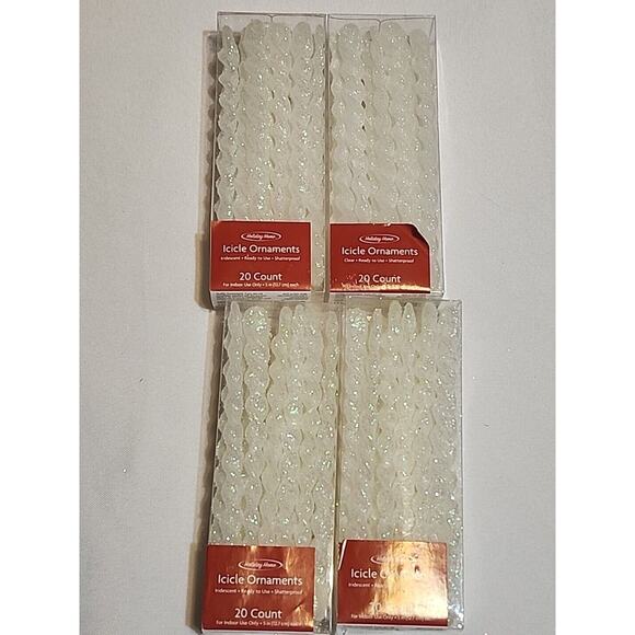 Holiday Home Icicle Ornaments White 4 Packs 20 * 4 = 80 Total - Picture 2 of 4